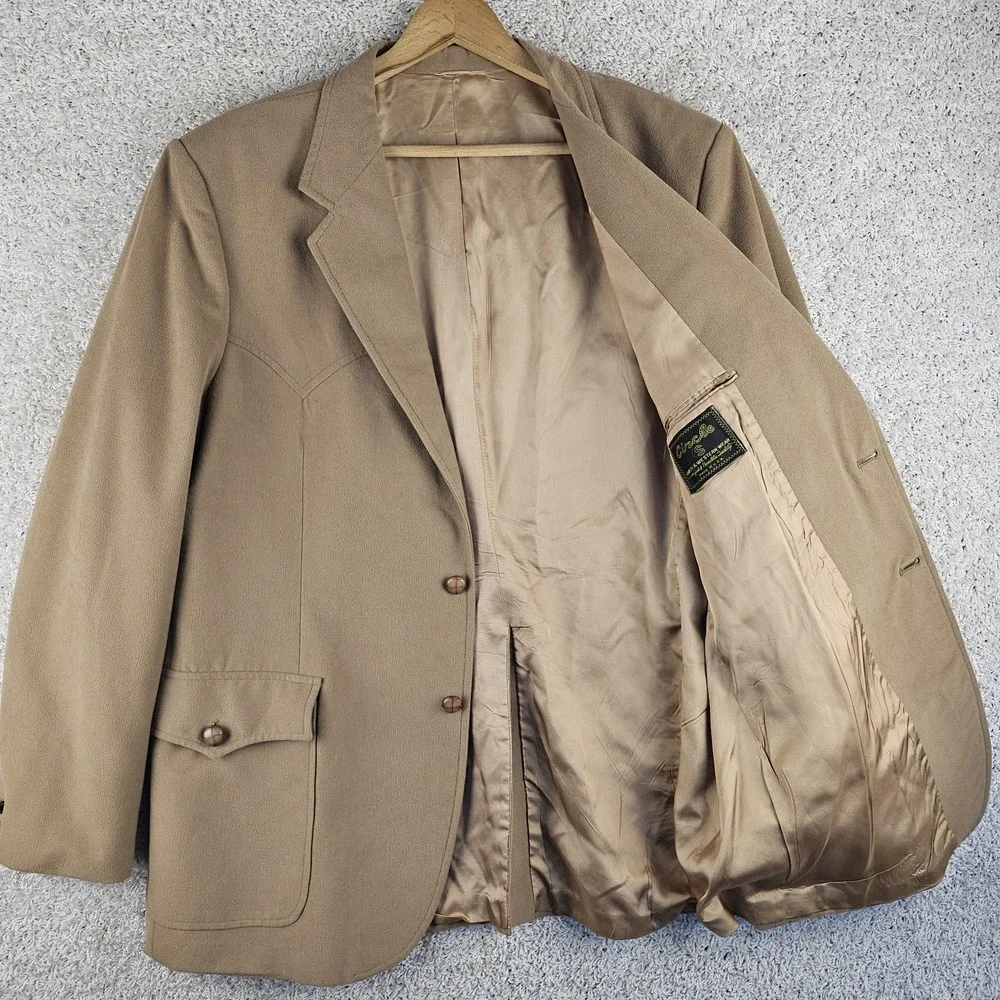 Vintage Circle S Blazer Western Sport Coat Sz 50 L Yoke Made USA Leather Buttons